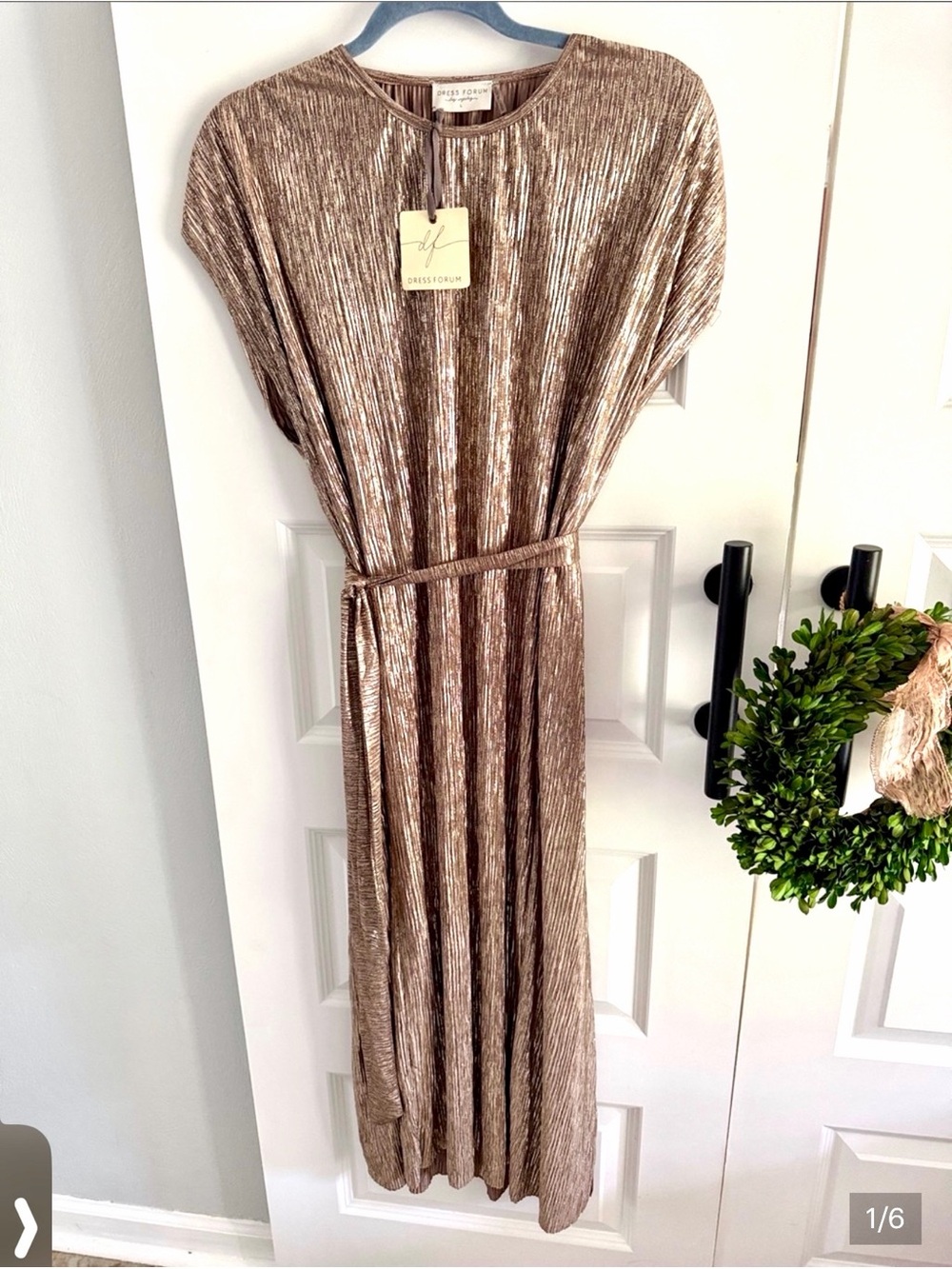 Dress Forum Metallic gold Pleated Midi-Maxi Dress large